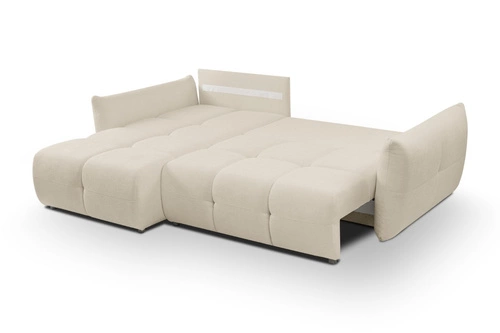 Narożnik z funkcją spania lewy beżowy Bode do salonu z pojemnikiem nowoczesny Intesi