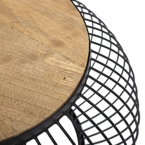 Zestaw 2 okrągłych stolików kawowych Esther do salonu loft drewniany mango czarny Atmosphera