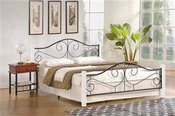 Łóżko do sypialni Vista 160x200 nowoczesne drewniano-metalowe białe Intesi ze stelażem