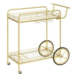 Antonella metalowy wózek barowy na kółkach glamour ze szkłem hartowanym do salonu Atmosphera