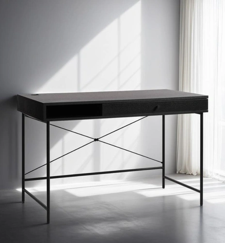 Biurko Pensacola czarny dąb 120 cm nowoczesne do pracy z szufladą