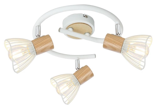 Lampa sufitowa Chile spirala 3xmax25W  E14 biały + drewno