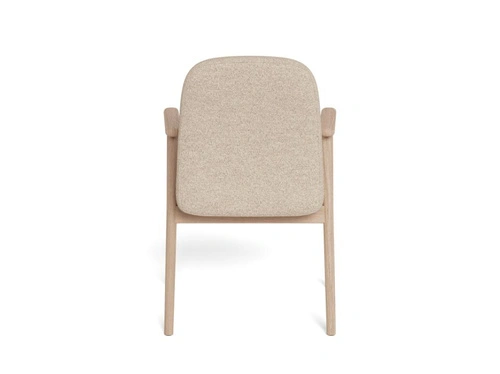 Krzesło Calvin Arm beżowe bouclé dębowe skandynawskie do jadalni