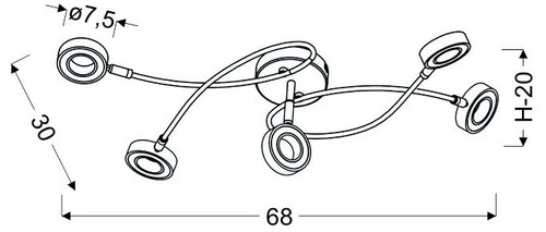 Plafon LED Vinola chrom nowoczesny glamour do salonu i jadalni 68 cm CANDELLUX