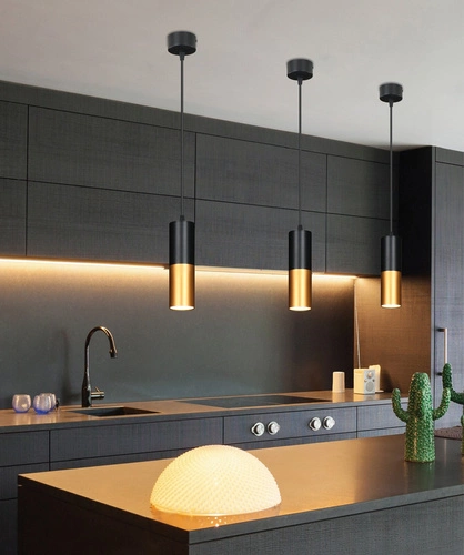 Lampa wisząca Tuba czarno-złota regulowana nowoczesna do salonu kuchni jadalni CANDELLUX