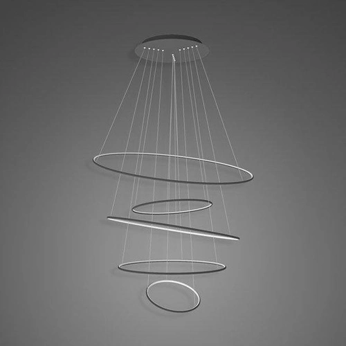 Lampa sufitowa LED Okręgi No.5 150 cm czarna nowoczesna do salonu z regulacją wysokości