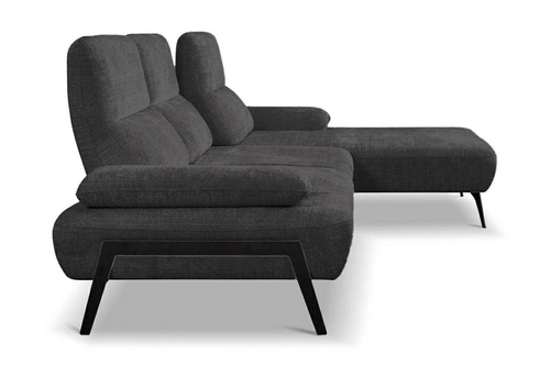 Narożnik Rasmus nowoczesny antracytowy prawy z regulowanym oparciem do salonu