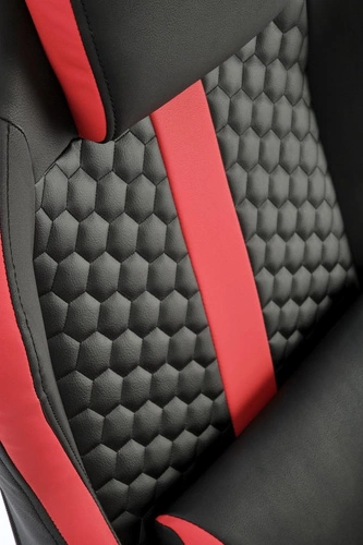 Fotel gamingowy bujany Gamer Intesi nowoczesny czarno-czerwony do pokoju młodzieżowego