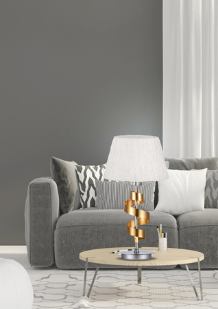 Lampa stołowa Denis 1x60W E27 chrom/złoty + abażur o tym samym indeksie