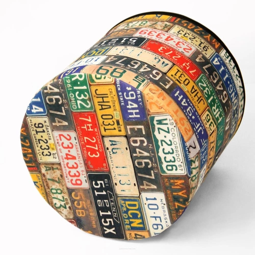 Pufa okrągła Plate Intesi multikolor nowoczesna tapicerowana do salonu lub sypialni 40 cm