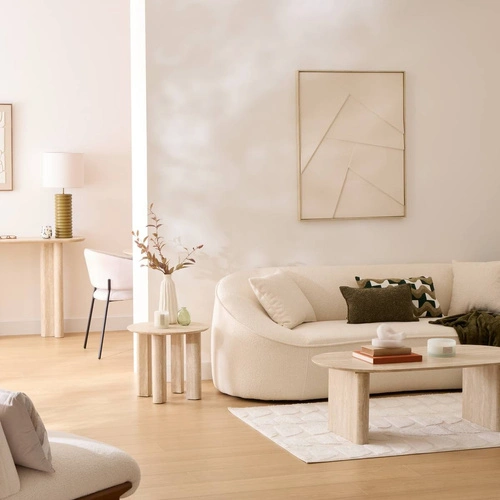 Stolik kawowy Anaya owalny do salonu nowoczesny trawertyn 120x60 cm