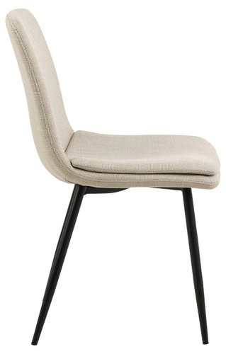 Krzesło tapicerowane Becca beżowe do jadalni i kuchni nowoczesne na czarnych metalowych nogach