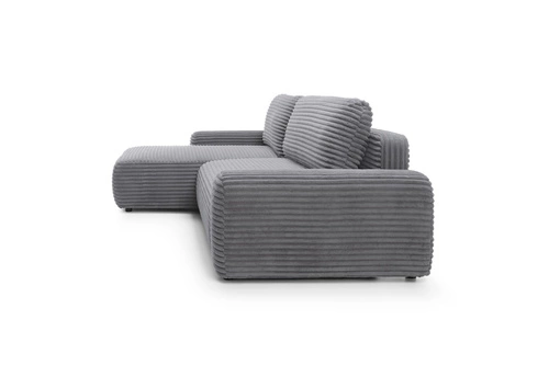 Narożnik z funkcją spania sztruksowy lewy Domle szary ciemny do salonu Intesi