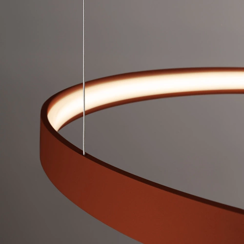 Nowoczesny żyrandol LED RIO 110 czerwony ochra regulowany do salonu, kuchni, jadalni