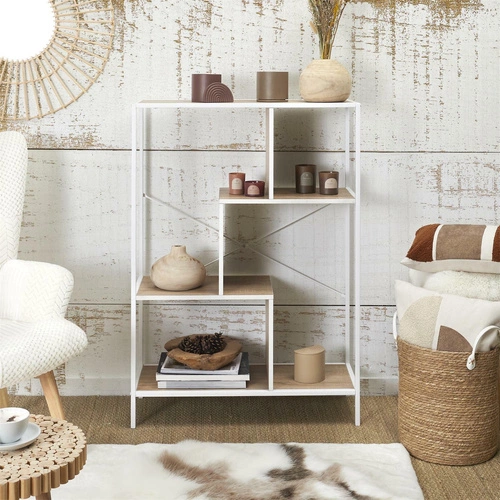 Regał na książki do salonu Rack M biały nowoczesny loftowy metalowy 80 cm Intesi