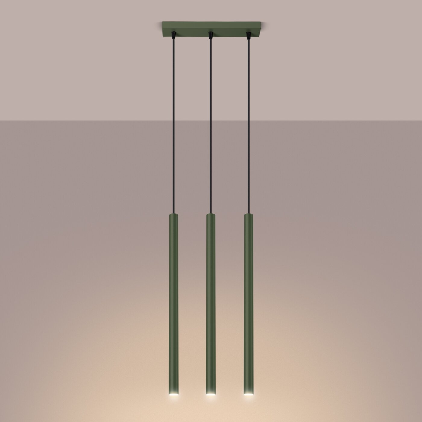 Lampa wisząca PASTELO 3P zielona oliwka