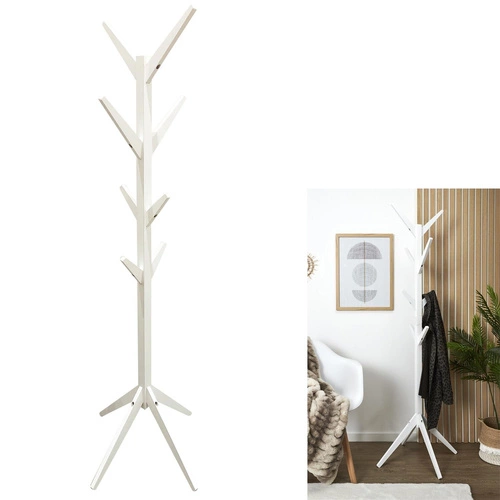 Intesi Tree nowoczesny biały wieszak stojący do przedpokoju drewniany 177,5 cm
