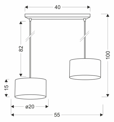 Lampa wisząca PANDY czarny 2x40W E27  abażur czarny+złoty