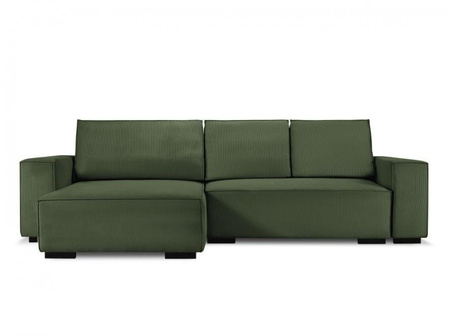 Narożnik z funkcją spania Eveline Bottle Green Corduroy dwustronny