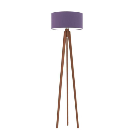Lampa podłogowa MIAMI abażur fioletowy stelaż mahoniowy