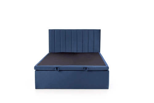 Łóżko tapicerowane Renji 160x200 granatowe z pojemnikiem do sypialni nowoczesne