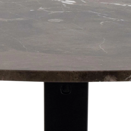 Stół okrągły marmurowy Heaven 120 cm nowoczesny do jadalni i salonu brązowy czarne nogi