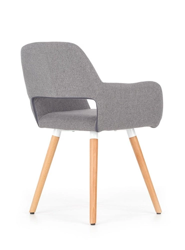 Krzesło Luizjana tapicerowane szare skandynawskie z podłokietnikami do jadalni Intesi