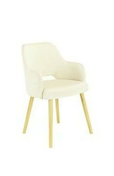 FAMEG B-2134 krzesło tapicerowane do jadalni beżowe z podłokietnikami