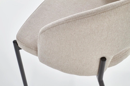 Krzesło tapicerowane Humber beżowe do jadalni i salonu nowoczesne na czarnych metalowych nogach