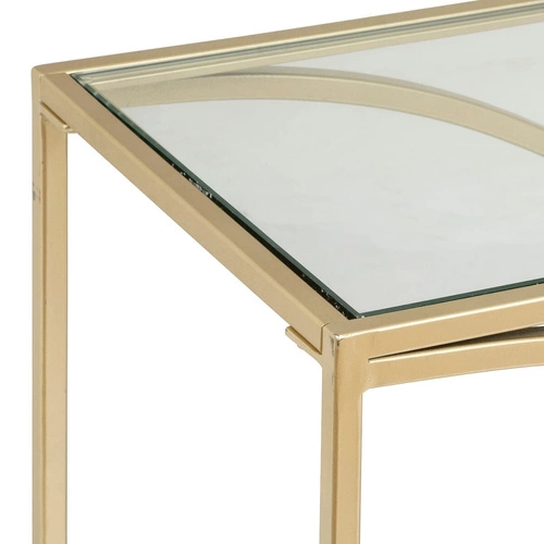 Regał na książki Artif metalowy złoty glamour z półkami szklanymi do salonu Atmosphera 87 cm