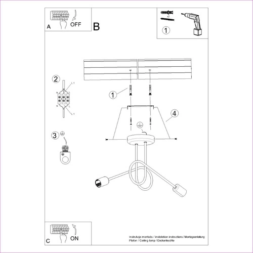 Żyrandol LOOP 2 czarny minimalistyczny do salonu i sypialni metalowy SOLLUX LIGHTING
