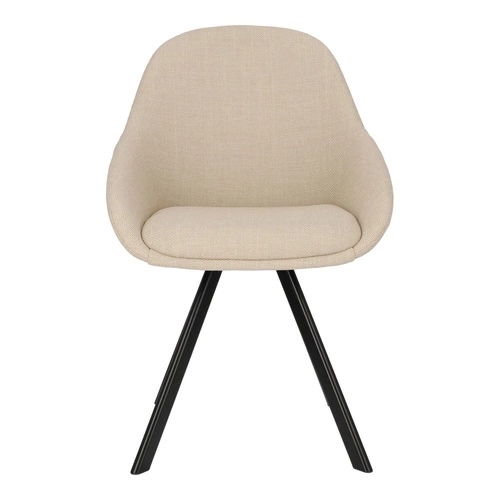Krzesło tapicerowane Nels beżowe z podłokietnikami do jadalni nowoczesne czarne nogi Intesi