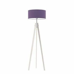Lampa drewniana z abażurem HAITI abażur fioletowy stelaż biały