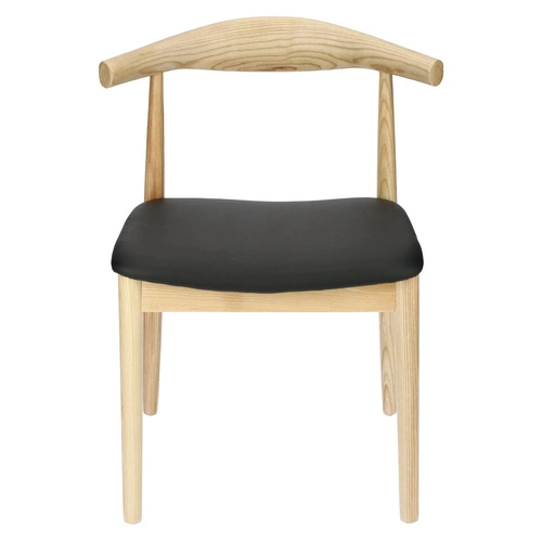 Krzesło drewniane Codo inspirowane Elbow Chair do jadalni naturalne z ekoskóry D2.DESIGN