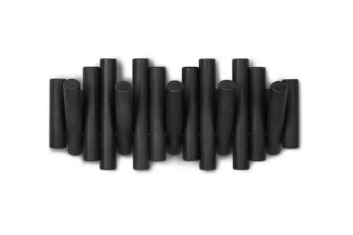 Umbra Picket nowoczesny wieszak ścienny do przedpokoju czarny drewniany składany 5 haczyków