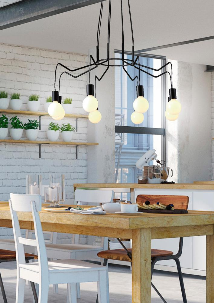 Lampa wisząca Basso 8x40W E27 czarny matowy
