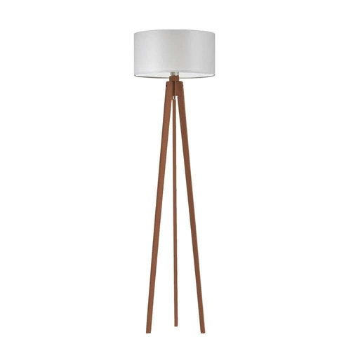 Lampa podłogowa MIAMI abażur jasny szary stelaż mahoniowy