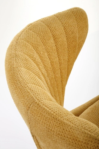 Krzesło tapicerowane Odile Intesi musztardowe do jadalni nowoczesne na czarnych nogach