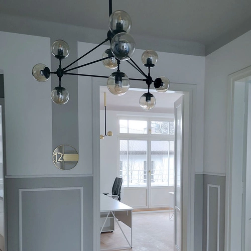 Lampa wisząca kula szklana ASTRIFERO-10 czarna 90 cm do salonu i nad stół