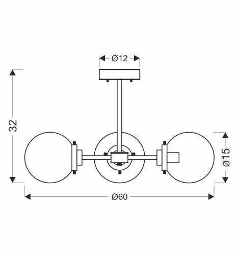Lampa sufitowa Lens czarna szklana 3-punktowa do salonu i jadalni CANDELLUX