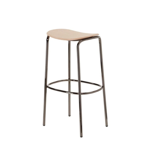Hoker nowoczesny bez oparcia Trick wood SCAB Design 65 cm drewniany do kuchni na metalowych nogach