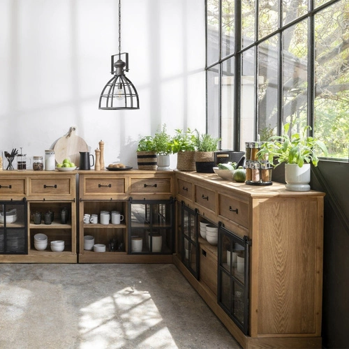 Komoda z szufladami Danik 160 cm industrialna z szybą do salonu rustykalna Atmosphera