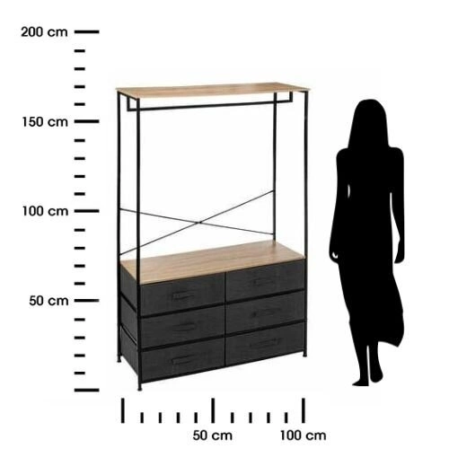 Wieszak stojący z szafką i szufladami Tissa czarny nowoczesny do przedpokoju 5five