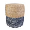 Pufa Bolsa okrągła pleciona boho do salonu i przedpokoju naturalno-niebieska Intesi 41 cm