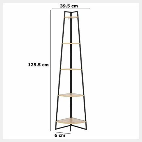 Regał narożny loftowy Aliaj 180 cm czarny naturalny do salonu i biura 5five simply smart