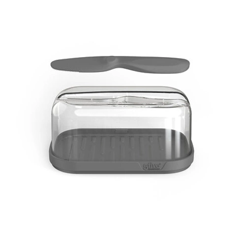 Maselniczka z nożem Fresh Eat plastikowa szara