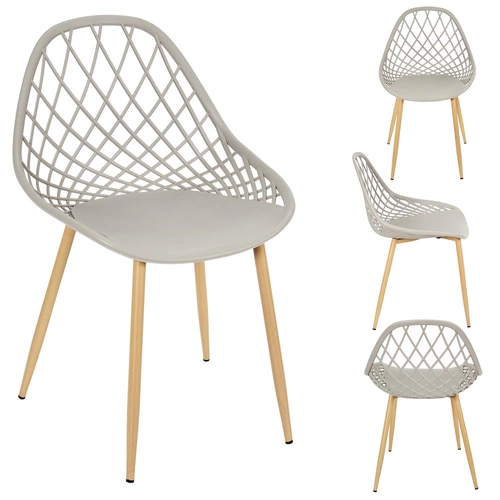 Krzesło do jadalni Malaga Intesi szare z tworzywa imitującego plecionkę, łatwe czyszczenie