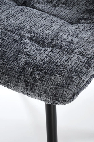 Krzesło tapicerowane Pilew szare do jadalni i salonu nowoczesne z czarnymi metalowymi nogami