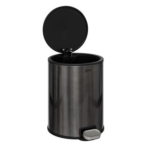 Kosz na śmieci Delta 6l czarny stalowy z funkcją soft close do łazienki lub biura 5five