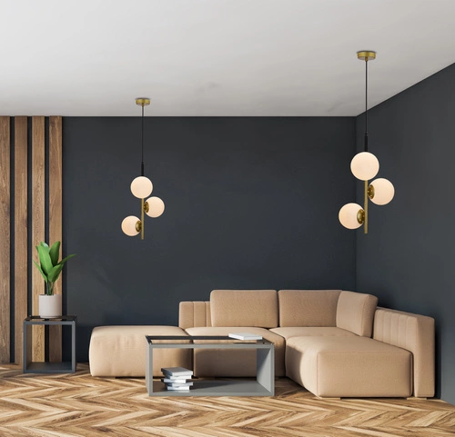 Lampa wisząca Duo czarny matowy+złoty  3x15W E14 klosz biały